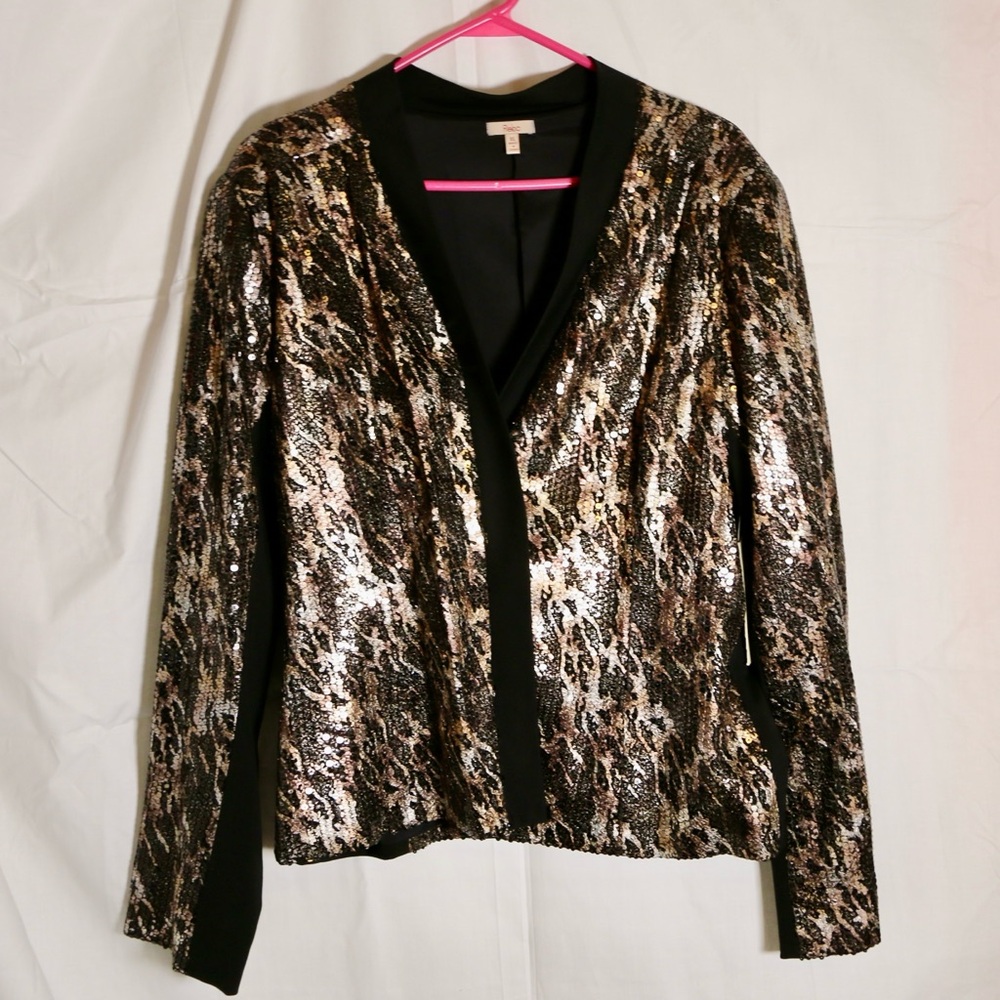 Reba Sequin Embellished Black and Gold Jacket